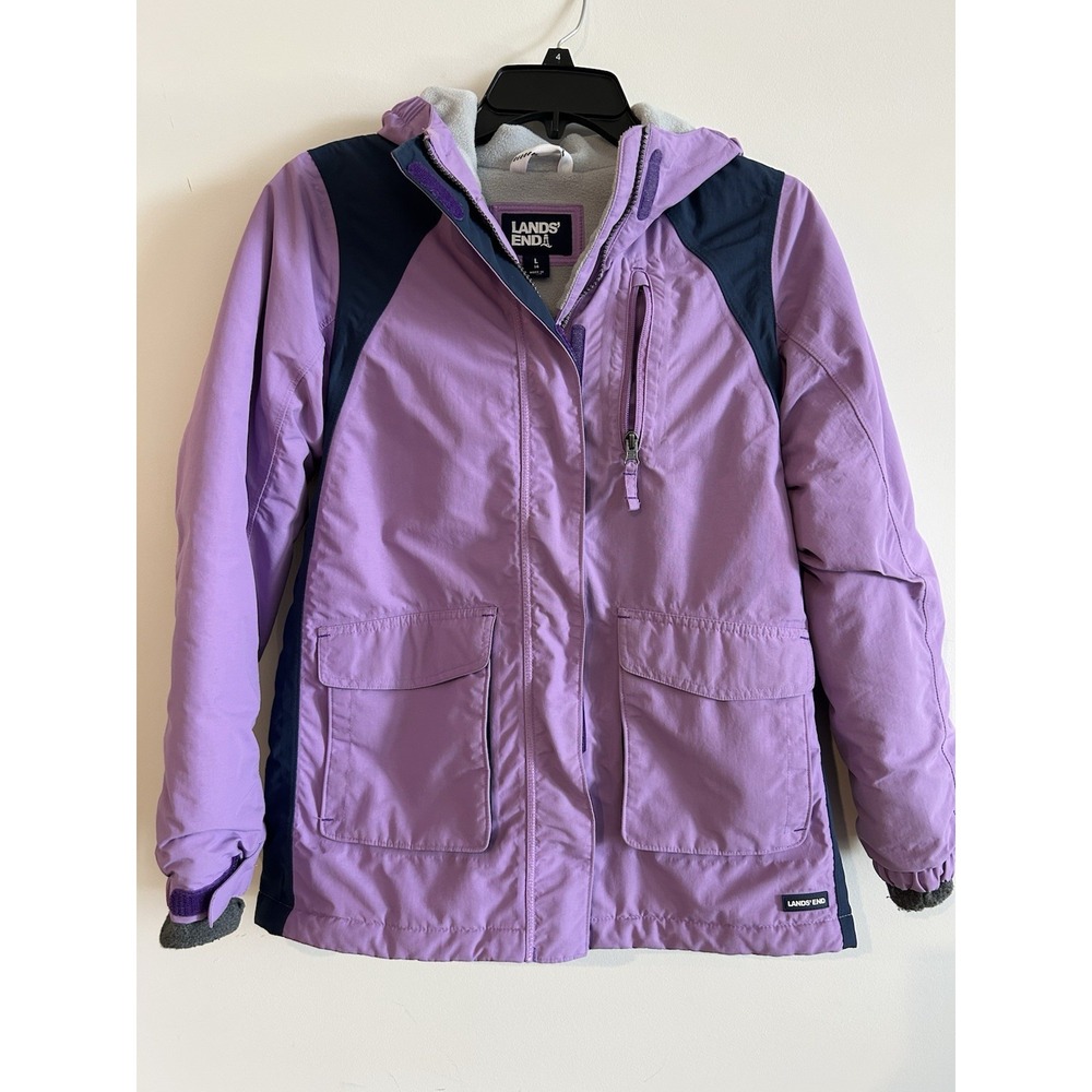 Land's End Girls' Insulated Squall Ski Snow Jacket Large 14 Purple Lavender Coat